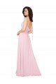 Fabricants Barely Rose Trapèze Col V Mousseline Longue Robes demoiselle d'honneur