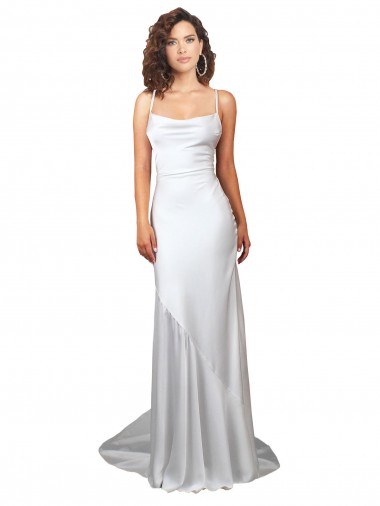 Fabricants Blanc Fourreau Balayage train Satiné Soyeux Simple Plage Robes de mariée