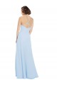 Fabricants Bleu ciel clair Trapèze Licou Mousseline Longue Robes demoiselle d'honneur