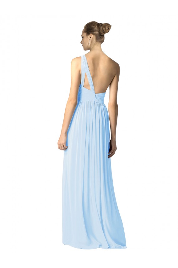 Fabricants Bleu ciel clair Trapèze Mousseline Longue Robes demoiselle d'honneur