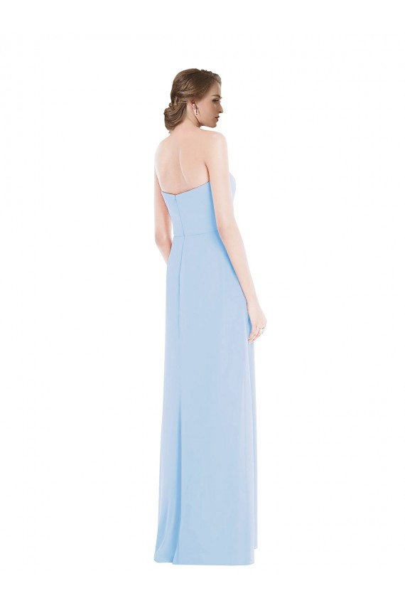 Fabricants Bleu ciel clair Trapèze Mousseline Longue Robes demoiselle d'honneur