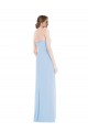 Fabricants Bleu ciel clair Trapèze Mousseline Longue Robes demoiselle d'honneur
