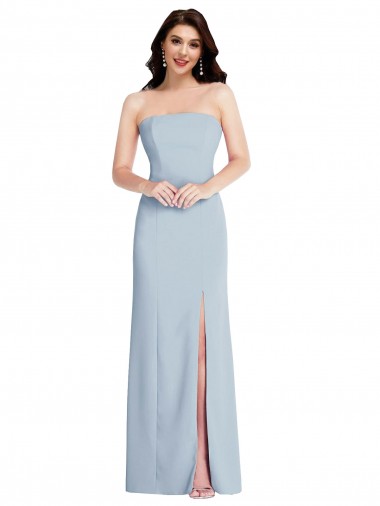 Fabricants Bleu ciel clair Trapèze Sans bretelle Crêpe Stretch Longue Formelles Robes demoiselle d'honneur / Robes de soirée / Robes de bal
