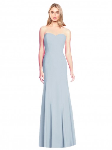 Fabricants Bleu ciel clair Trompette Sans bretelle Crêpe Stretch Longue Robes demoiselle d'honneur / Robes de bal