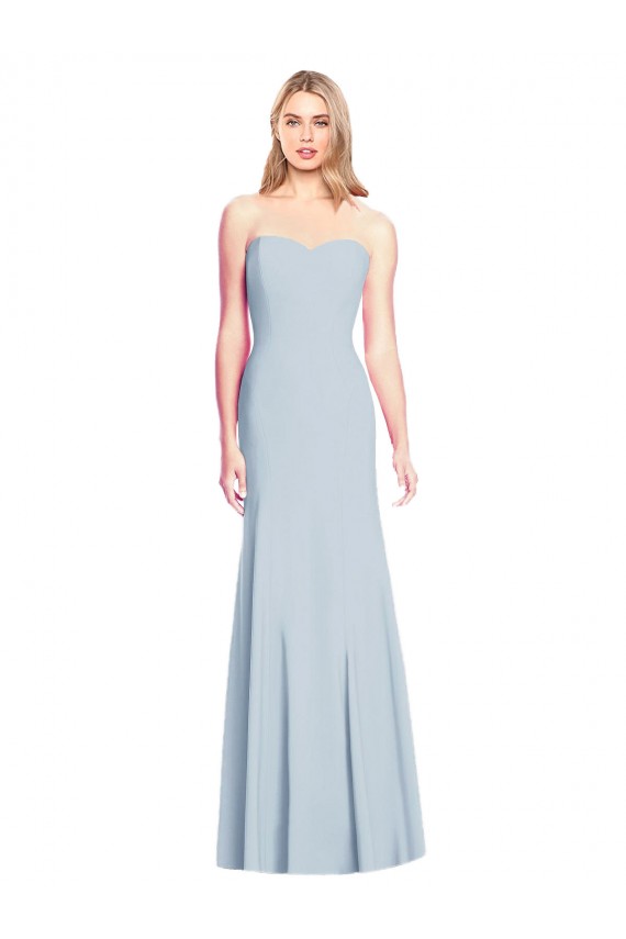 Fabricants Bleu ciel clair Trompette Sans bretelle Crêpe Stretch Longue Robes demoiselle d'honneur / Robes de bal