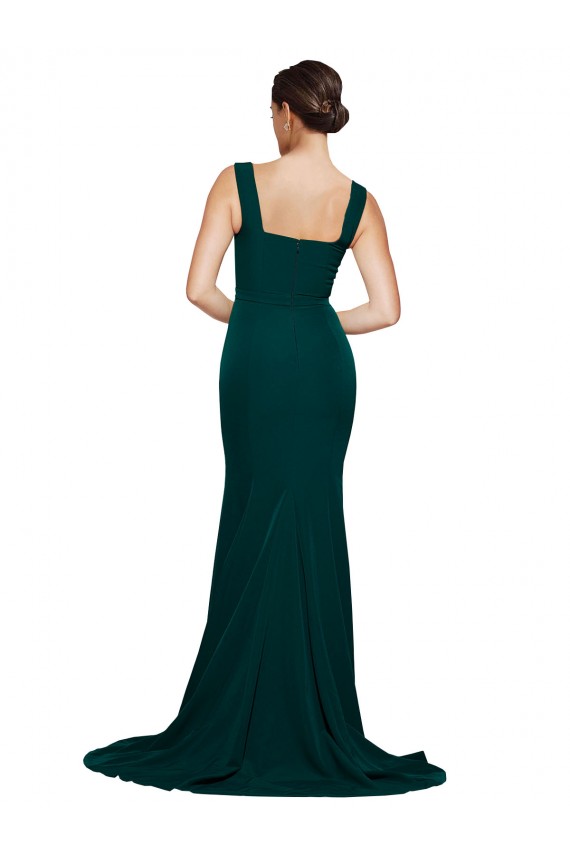 Fabricants Fourreau Col Carré Balayage train Crêpe Stretch Longue Robes demoiselle d'honneur / Robes de bal