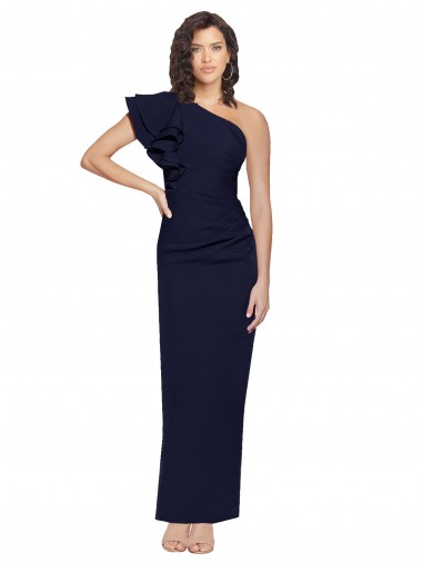 Fabricants Bleu marine foncé Fourreau Crêpe Stretch Longue Formelles Robes demoiselle d'honneur / Robes de soirée / Robes de bal