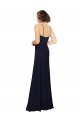 Fabricants Bleu marine foncé Fourreau Scoop Mousseline Longue Robes demoiselle d'honneur