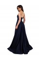 Fabricants Bleu marine foncé Trapèze Col Haut Crêpe Stretch Longue Formelles Robes demoiselle d'honneur / Robes de soirée / Robes de bal