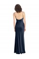 Fabricants Bleu marine foncé Trapèze Satiné Stretch Longue Formelles Robes demoiselle d'honneur / Robes de soirée / Robes de bal