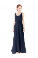 Fabricants Bleu marine foncé Trapèze Scoop Mousseline Longue Robes demoiselle d'honneur