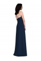 Fabricants Bleu marine foncé Trompette Licou Crêpe Stretch Longue Robes demoiselle d'honneur