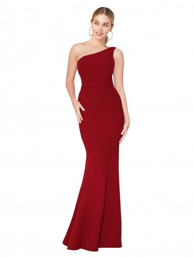 Fabricants Bordeaux Sirène Col Haut Crêpe Stretch Longue Formelles Robes demoiselle d'honneur / Robes de soirée / Robes de bal