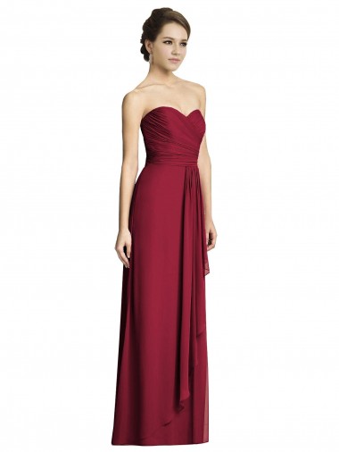 Fabricants Bordeaux Trapèze Mousseline Longue Robes demoiselle d'honneur