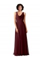 Fabricants Bordeaux foncé Trapèze Mousseline Longue Robes demoiselle d'honneur