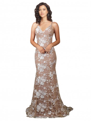 Fabricants Champagne Sirène Col V Balayage train Dentelle Robes de mariée