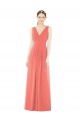 Fabricants Corail Trapèze Col V Mousseline Longue Robes demoiselle d'honneur