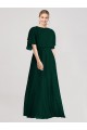 Fabricants Evergreen Trapèze Col rond Mousseline Longue Robes demoiselle d'honneur