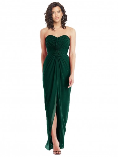 Fabricants Evergreen Trapèze Sans bretelle Mousseline Longue Robes demoiselle d'honneur