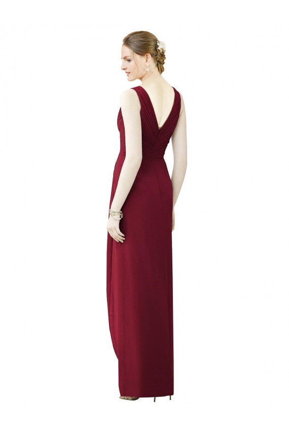 Fabricants Fourreau Col V Mousseline Longue Robes demoiselle d'honneur