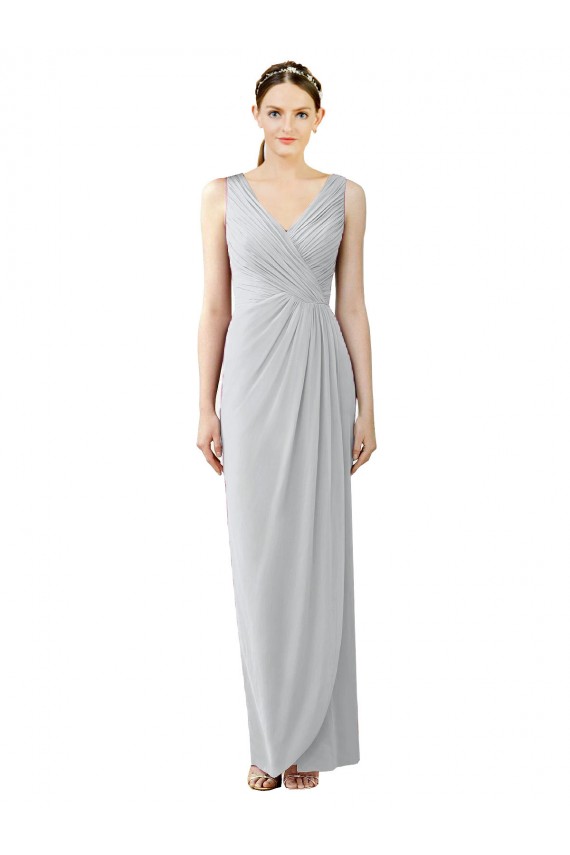 Fabricants Fourreau Col V Mousseline Longue Robes demoiselle d'honneur
