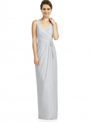 Fabricants Fourreau Col V Mousseline Longue Robes demoiselle d'honneur