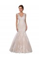 Fabricants Ivoire & Champagne Sirène Col V Dentelle Classique Robes de mariée