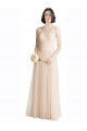 Fabricants Ivoire Trapèze Bateau Illusion Tulle Dentelle Longue Robes demoiselle d'honneur