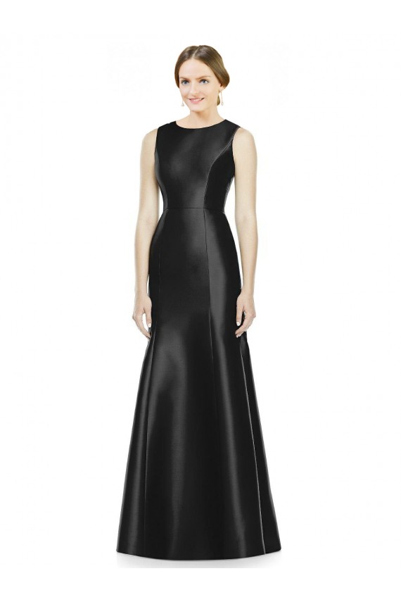 Fabricants Noir Sirène Col Haut Satiné Longue Robes demoiselle d'honneur