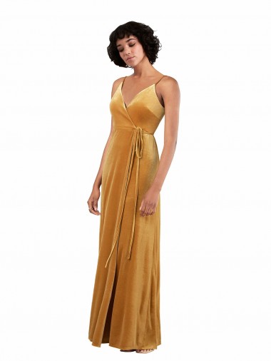 Fabricants Or Colonne Col V Velours Stretch Longue Formelles Robes demoiselle d'honneur / Robes de soirée / Robes de bal