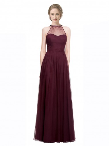 Fabricants Rouge 74 Trapèze Licou Illusion Tulle Longue Robes demoiselle d'honneur