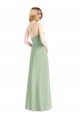 Fabricants Vert Sauge Trapèze Bretelles spaghetti Mousseline Longue Robes demoiselle d'honneur